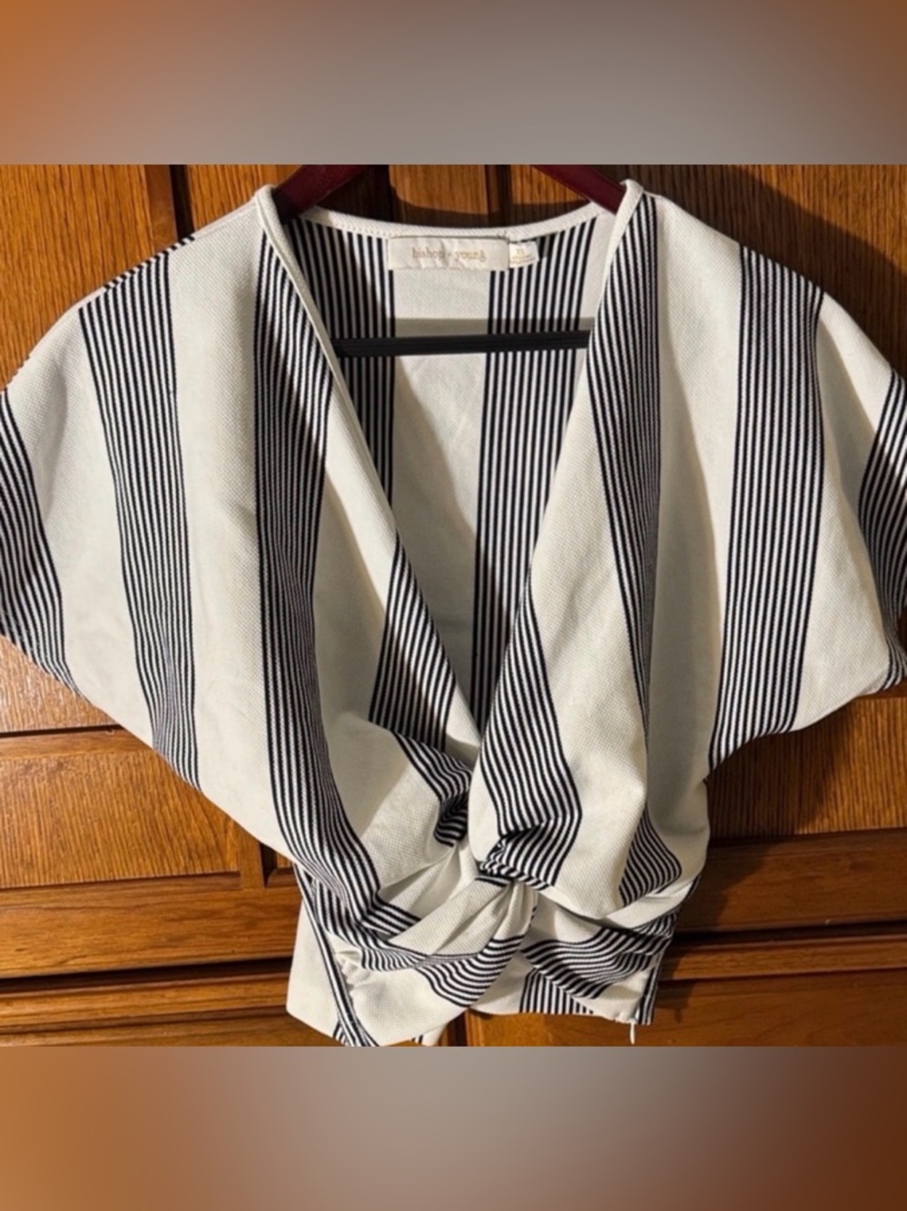 Anthropologie bishop + young Brooke Striped Twist Front Crop Top Boho Chic